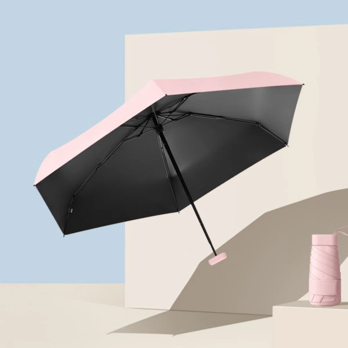 1pc Simple Travel Portable Ultra-light Sixfold UV-resistant Mini Umbrella