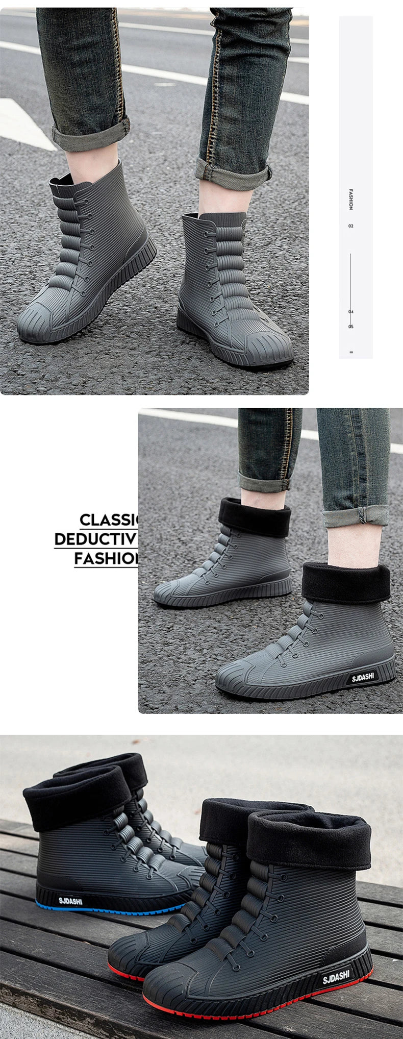 Rain Boots For Men Women Summer Casual Mid-calf Waterproof Shoes Winter Lining With Fleece Warm Anti-slip Wear-resistant Outdoor