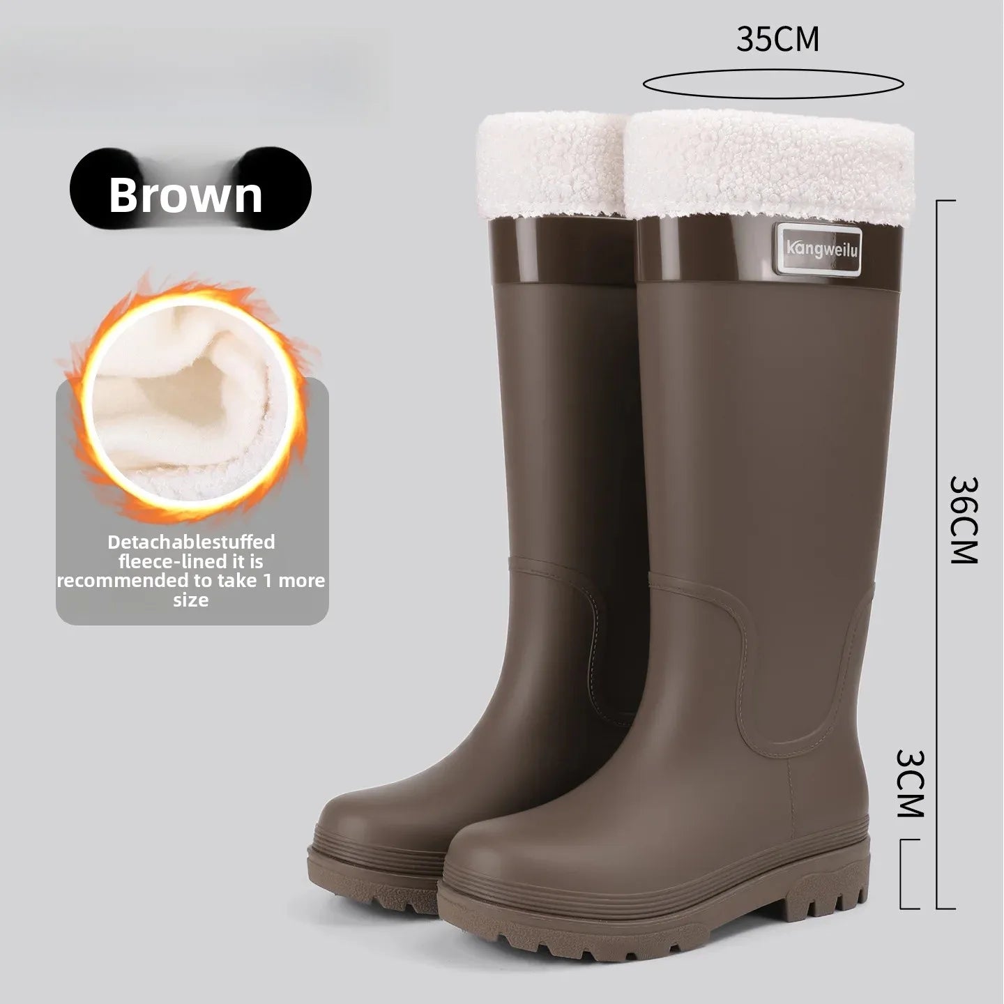 Fashionable High-Tube Women's Rain Boots Anti-Slip Waterproof Kitchen Water Shoes Long Tube PVC Material Adult Slip-Resistant Sh
