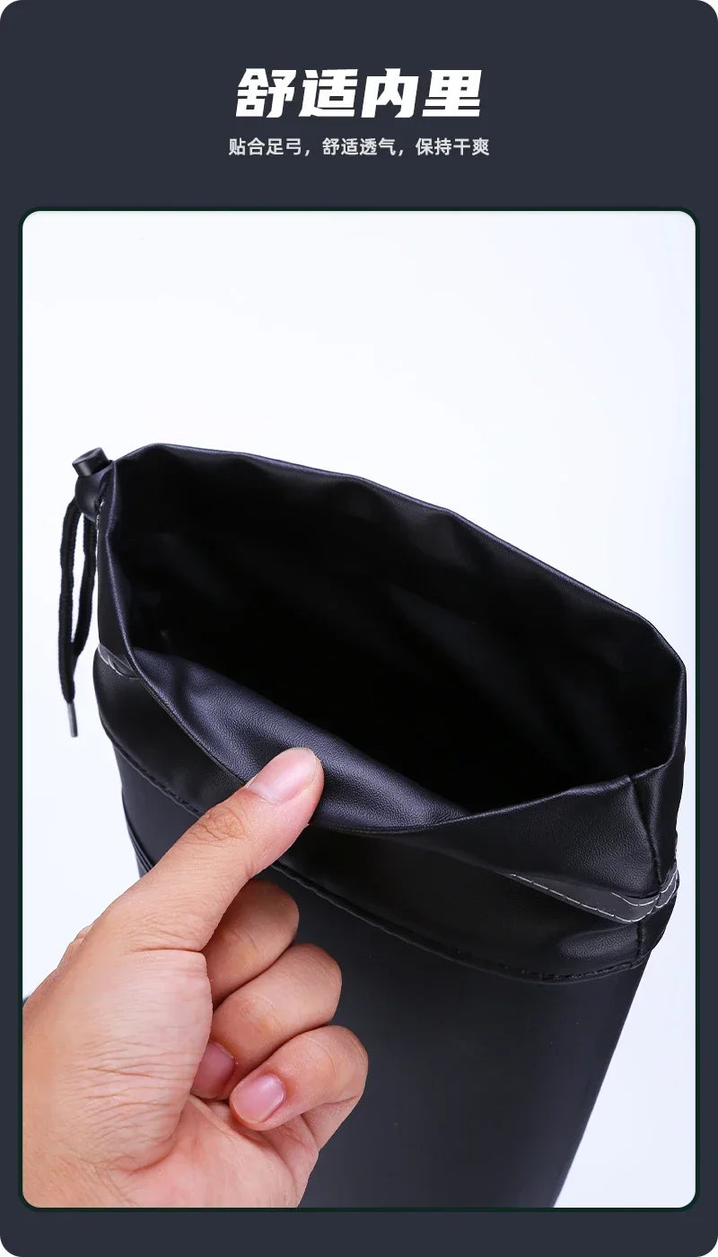 Men's Women's High-End Rain Boots Closed Rainproof and Waterproof Short and Mid.Calf Length Non-Slip Drawstring Rubber Boots