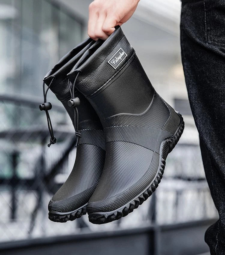 Waterproof Short Rain Boots for Men Chef Kitchen Wear-resistant Garden Wellies Low-heel Work Outdoor Original Summer Man Shoes