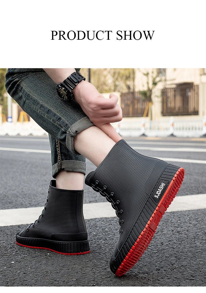 Rain Boots For Men Women Summer Casual Mid-calf Waterproof Shoes Winter Lining With Fleece Warm Anti-slip Wear-resistant Outdoor