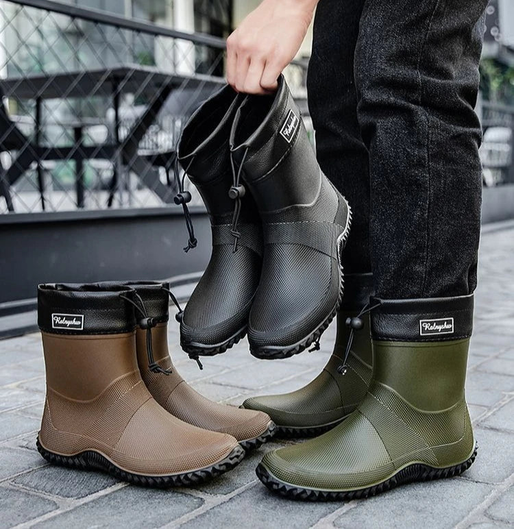 Waterproof Short Rain Boots for Men Chef Kitchen Wear-resistant Garden Wellies Low-heel Work Outdoor Original Summer Man Shoes