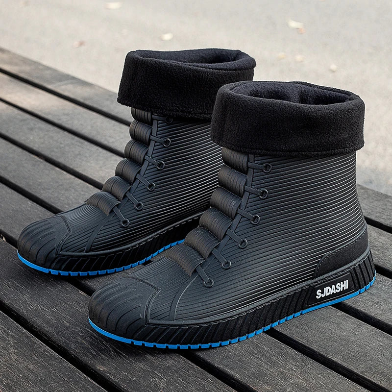 Rain Boots For Men Women Summer Casual Mid-calf Waterproof Shoes Winter Lining With Fleece Warm Anti-slip Wear-resistant Outdoor