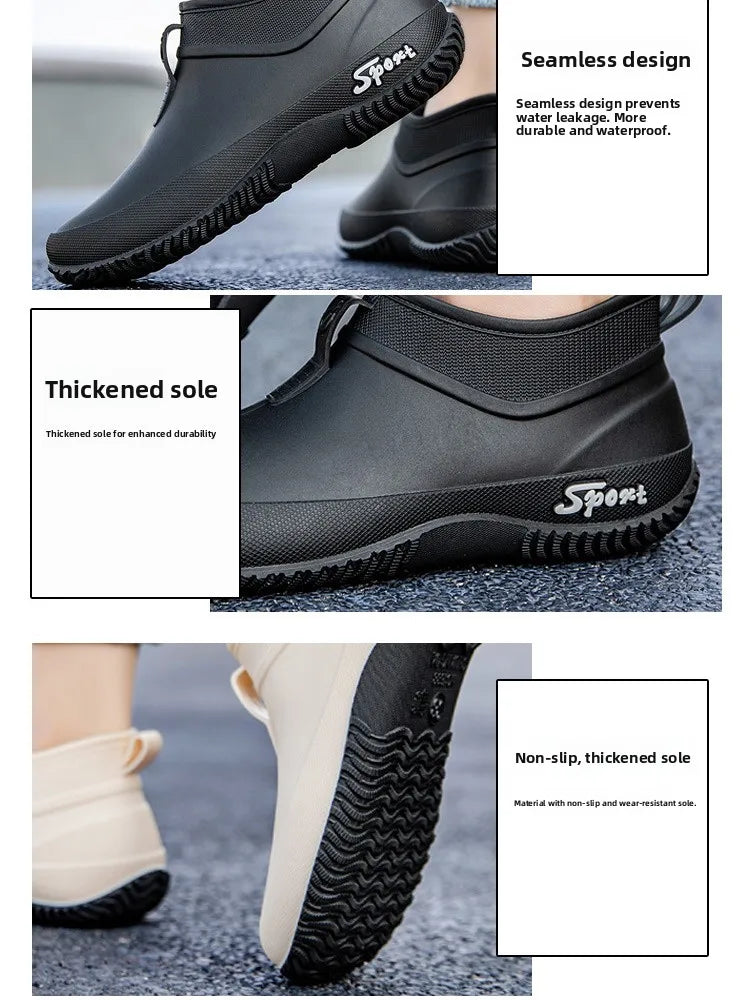 German Sle Women's Rain Boots Anti-Slip Low Cut ort Tube Kitchen Workwear Resistant to Wear Waterproof PVC oes