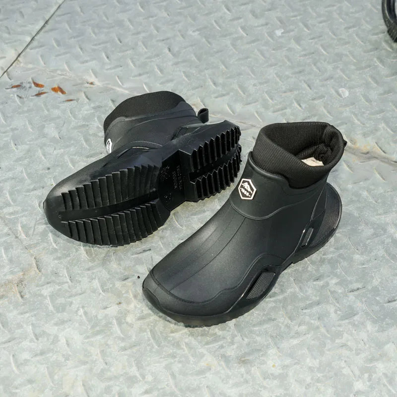 Winter Warm Men's Waterproof Shoes Women's Short Rain Boots Plus Velvet Couple Rain Boots