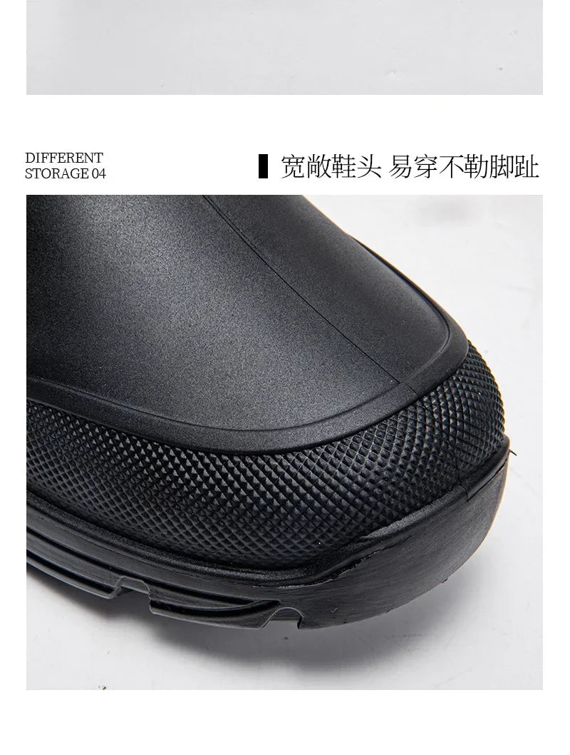 Men's Mid-calf Rain Boots.  New Style. Fashionable Mid-calf Outdoor Slip-resistant Water Shoes. Lightweight and Waterproof