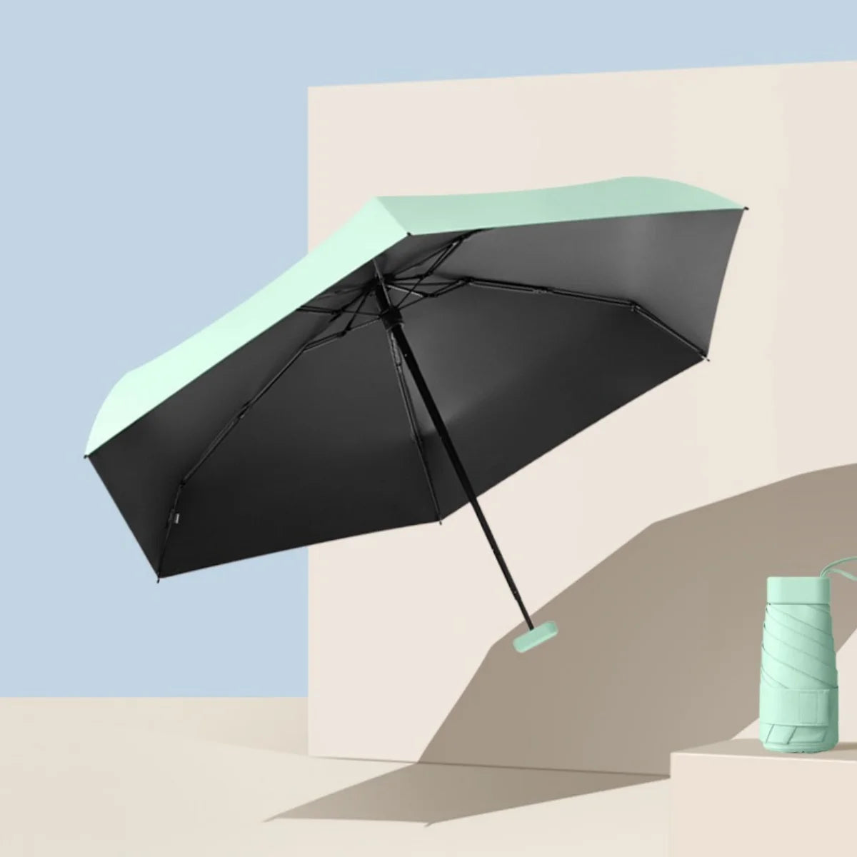 1pc Simple Travel Portable Ultra-light Sixfold UV-resistant Mini Umbrella