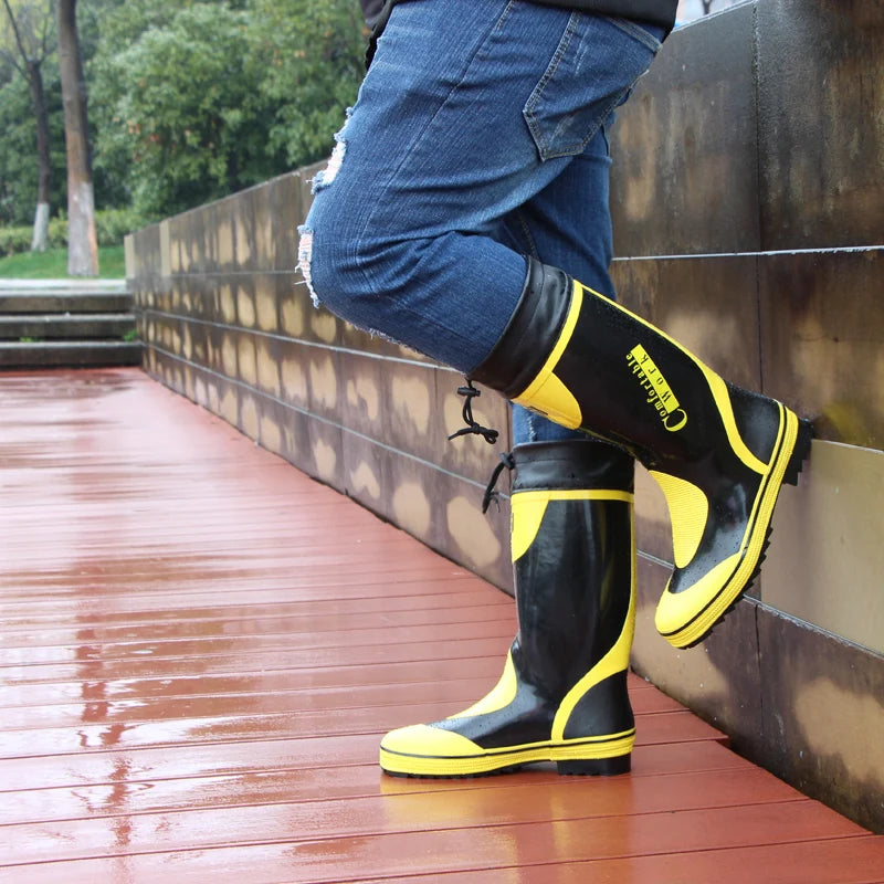 Men's Spring Summer New Mid-High Tube Breathable Rubber Warm Waterproof Faionable Comfortable Anti-Slip Rain Boots