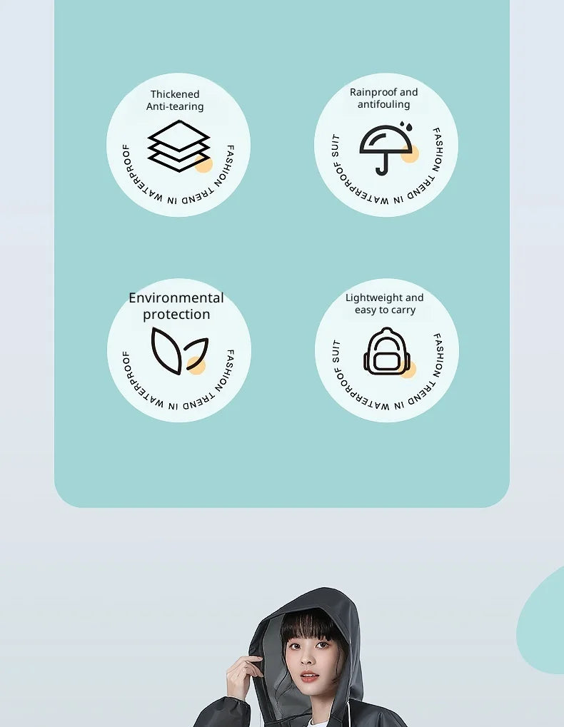 【Reusable EVA Raincoat】Transparent One-Piece Poncho for Adults Portable Outdoor Rainwear Eco-Friendly Waterproof EVA Material