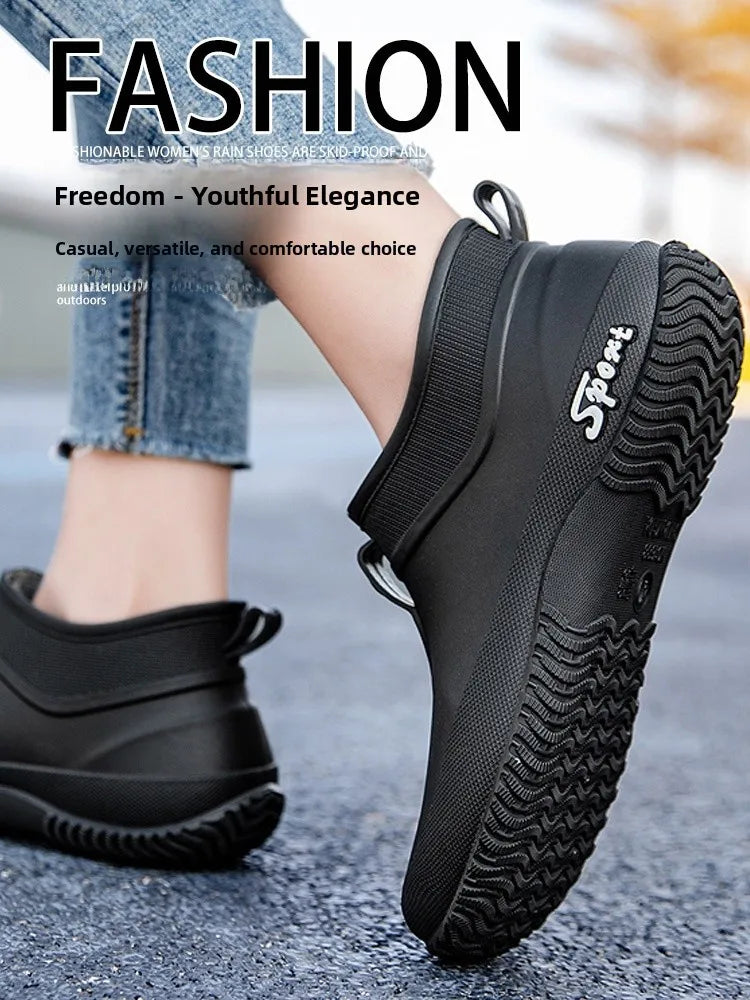 German Sle Women's Rain Boots Anti-Slip Low Cut ort Tube Kitchen Workwear Resistant to Wear Waterproof PVC oes