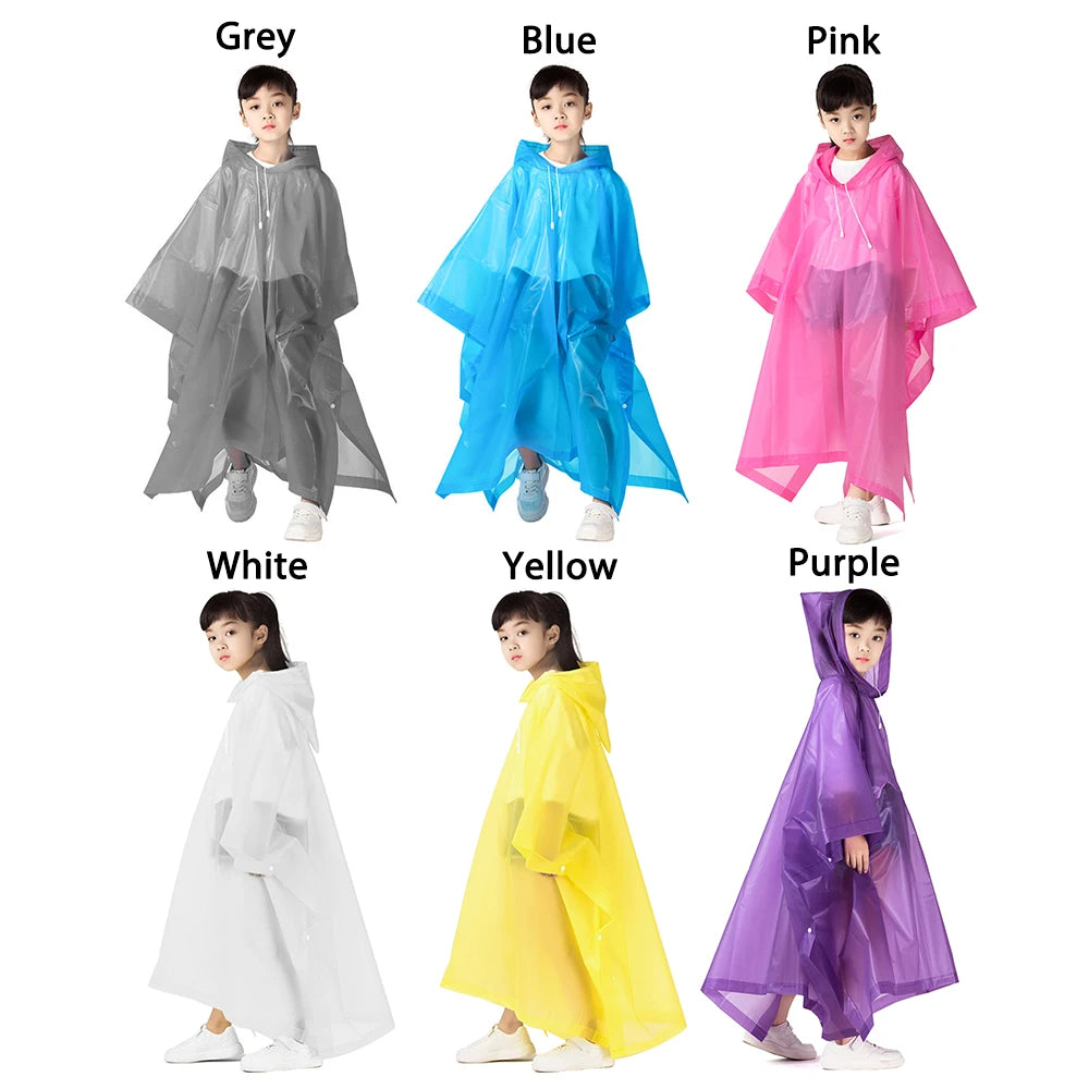 Non-disposable Rain Jacket Rain Ponchos EVA Thickened Waterproof Adult Men Women Children One-Piece Raincoat For outdoor Hiking