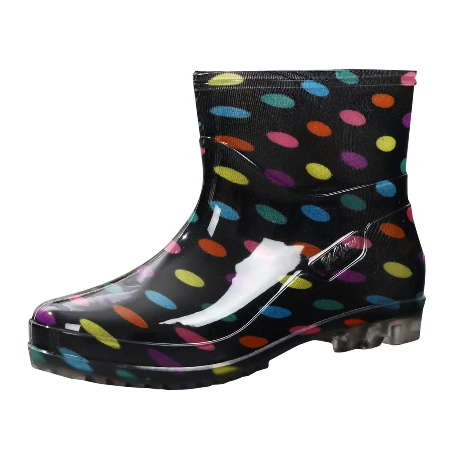 Black Polka Dots Women's Rain Shoes Waterproof And Non-slip Kitchen Work Rubber Shoes Pvc Short Tube Rain Boots Summer Shoes