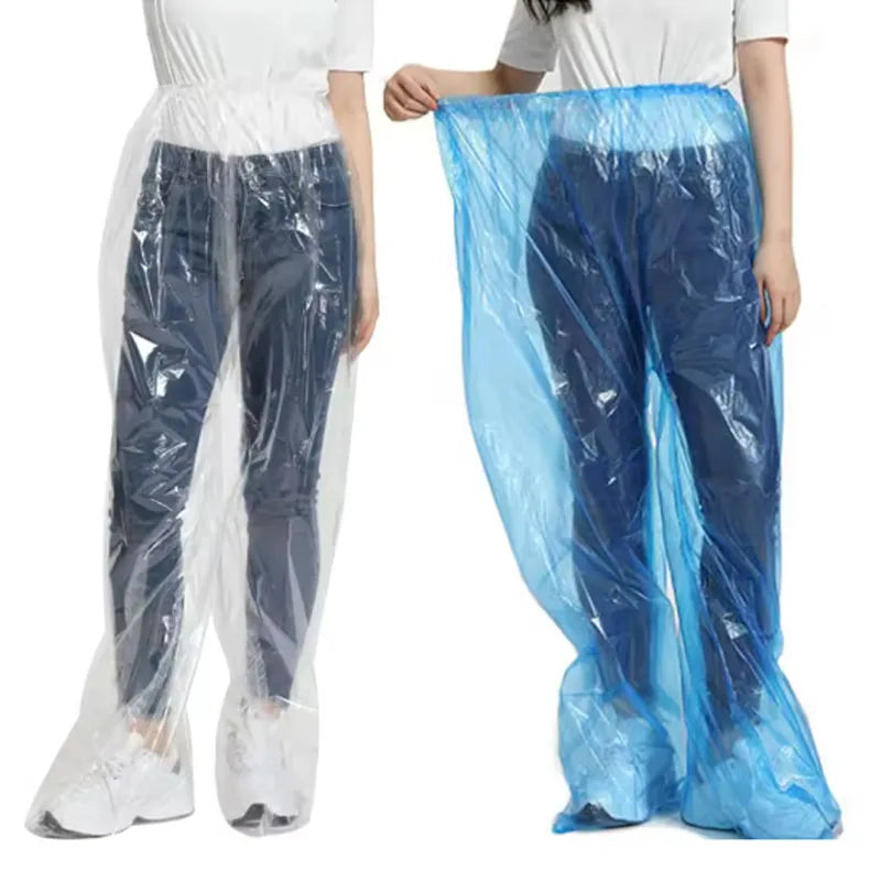 5/10 Pcs Disposable Raincoat Pants Portable Splash Proof Split Raincoat Outdoor Travel Drifting Cycling Feet-wrapped Rain Pants
