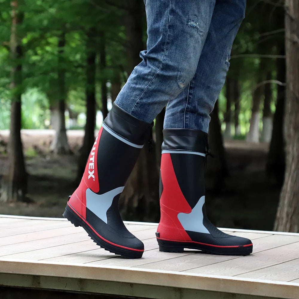 Men's Spring Summer New Mid-High Tube Breathable Rubber Warm Waterproof Faionable Comfortable Anti-Slip Rain Boots