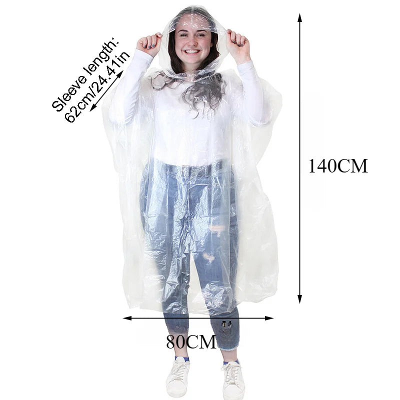 Disposable Waterproof Raincoat Outdoor Hiking Mountain Travel Emergency Transparent Portable Adult Poncho Rain