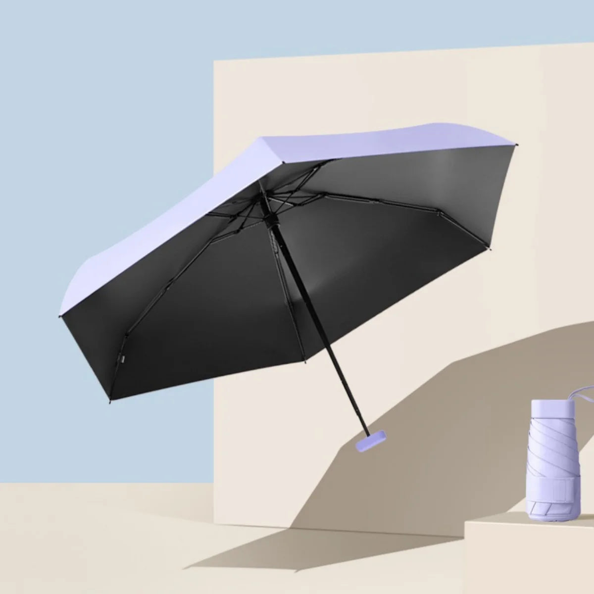 1pc Simple Travel Portable Ultra-light Sixfold UV-resistant Mini Umbrella