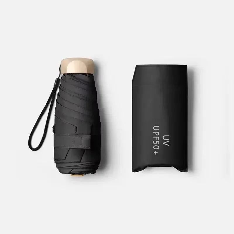 Small Pocket Mini Sun Umbrella Rainproof Travel Umbrella Vinyl Folding Umbrella Anti-UV Sun Shade Pocket Parasol Capsule