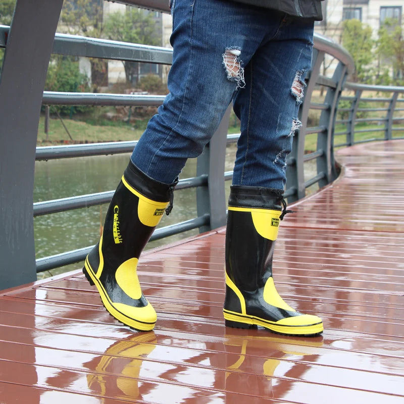 Men's Spring Summer New Mid-High Tube Breathable Rubber Warm Waterproof Faionable Comfortable Anti-Slip Rain Boots