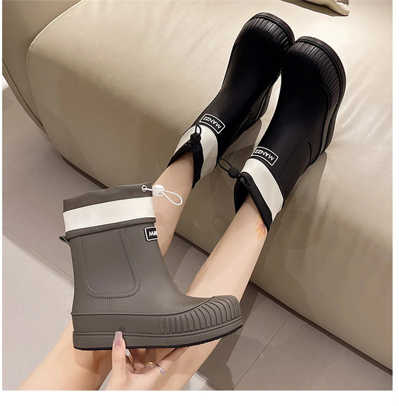 Lady Rain Boots Fashion Non-slip Soft Comfort Waterproof Rain Boots Women Outdoor Hiking School Rainy Days On Foot Camping