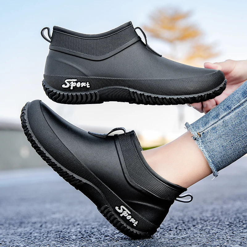 German Sle Women's Rain Boots Anti-Slip Low Cut ort Tube Kitchen Workwear Resistant to Wear Waterproof PVC oes