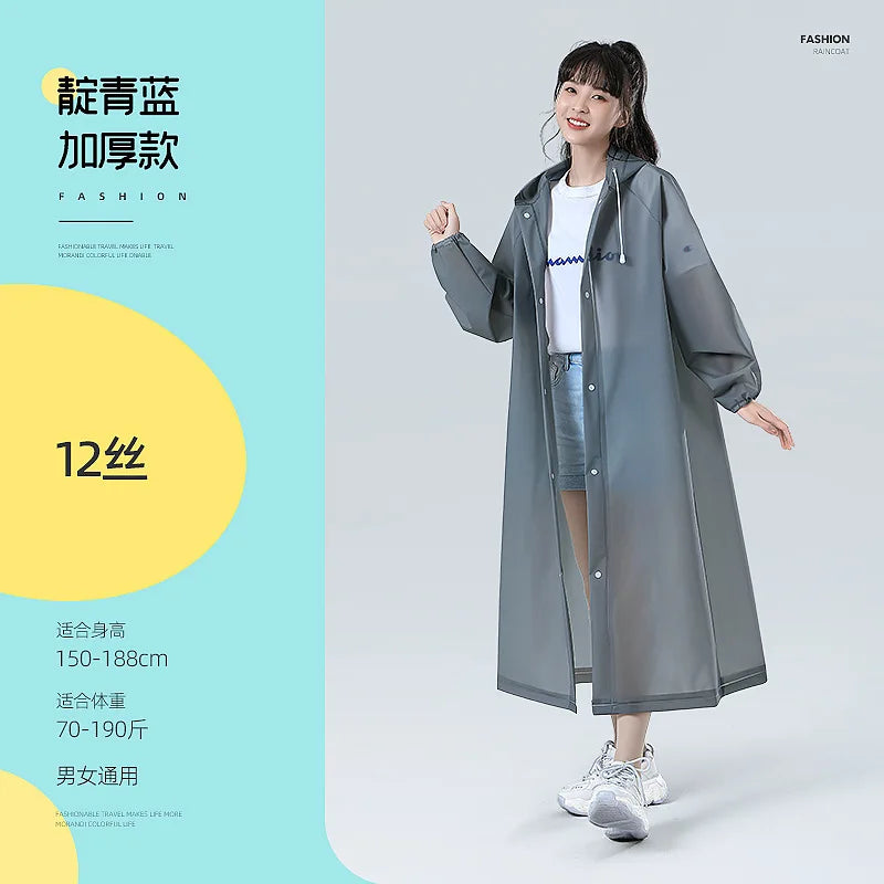 【Reusable EVA Raincoat】Transparent One-Piece Poncho for Adults Portable Outdoor Rainwear Eco-Friendly Waterproof EVA Material