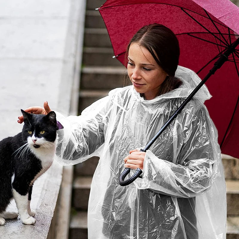 6Pcs Disposable Waterproof Raincoat Outdoor Hiking Mountain Travel  Emergency Transparent Portable Adult Poncho Rain
