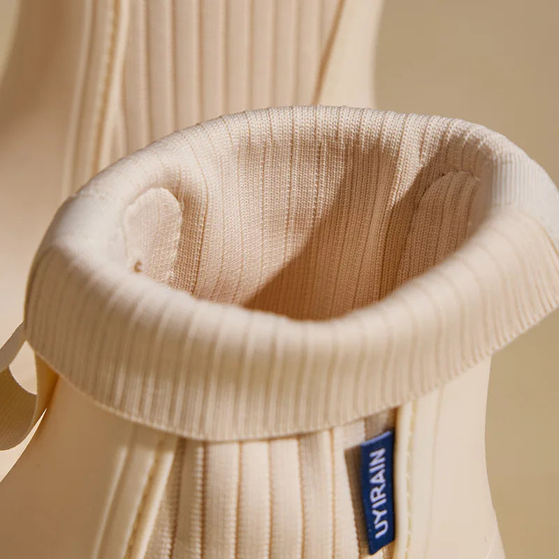 Boots Shoes Solid Mid Calf Shallow Pvc Round Toe Women's Rain Shoes Rain Boots Platform Women Waterproof Boots Markdown Sale