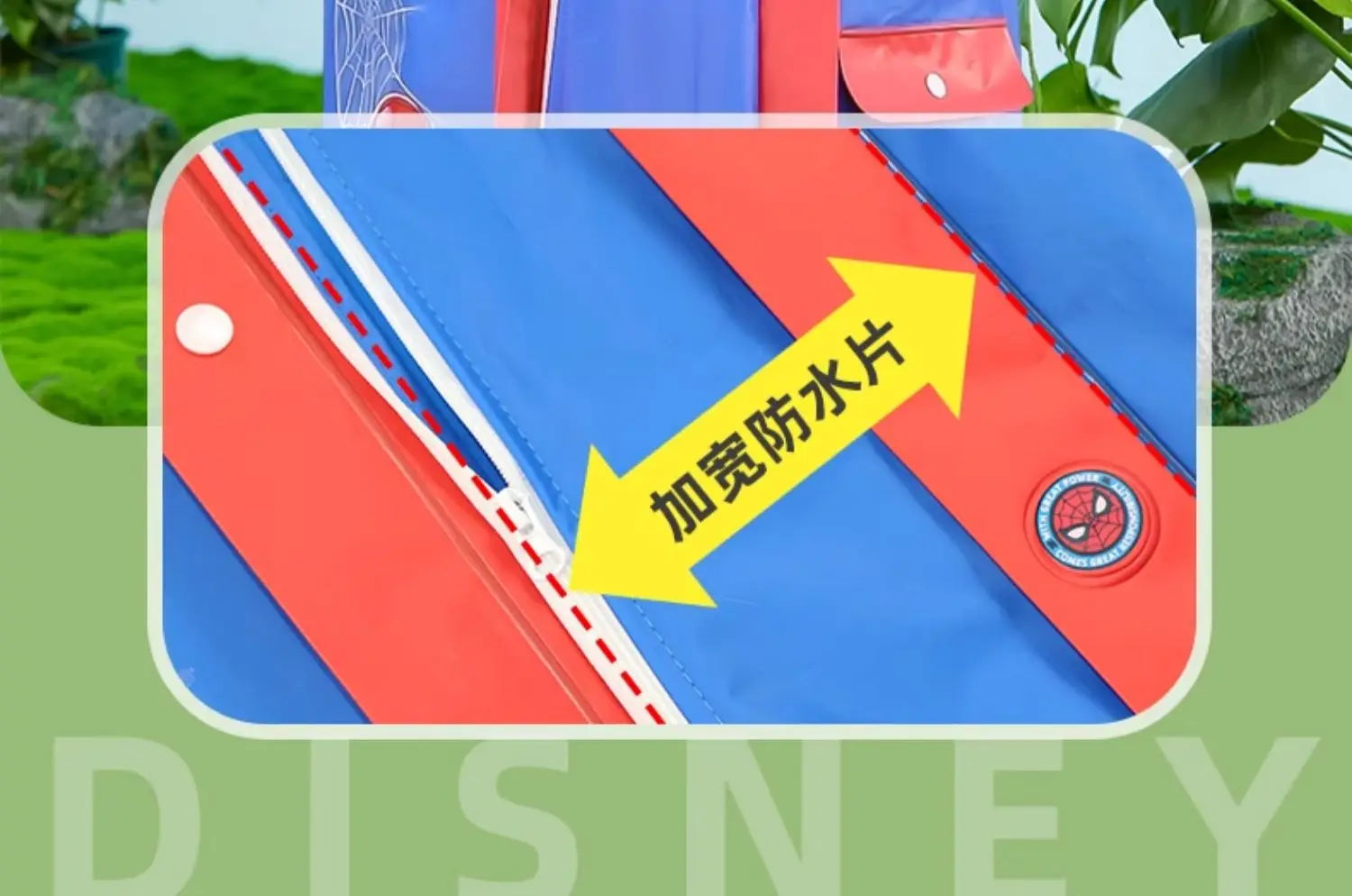 Disney Kids Raincoat Wateproof Children Elsa Spider-Man Rain Poncho Rain Coat Jacket with Backpack Position Student RainWear