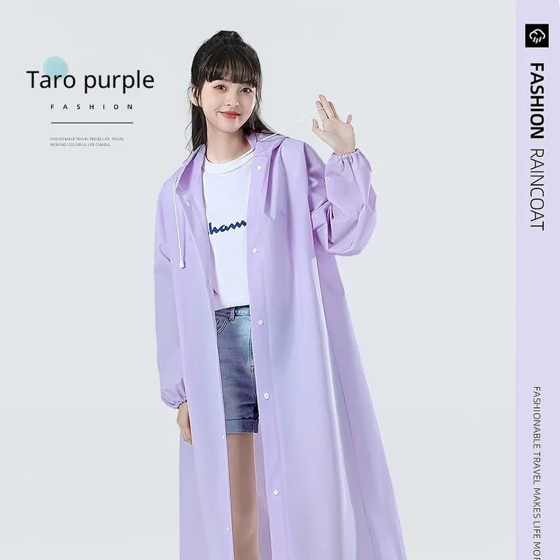 【Reusable EVA Raincoat】Transparent One-Piece Poncho for Adults Portable Outdoor Rainwear Eco-Friendly Waterproof EVA Material