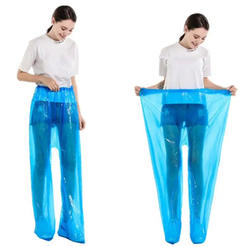 5/10 Pcs Disposable Raincoat Pants Portable Splash Proof Split Raincoat Outdoor Travel Drifting Cycling Feet-wrapped Rain Pants