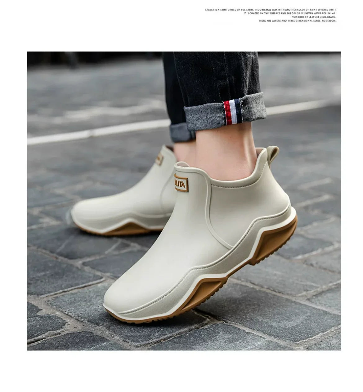 Fashionable Men & Women’s Ankle Rain Boots Anti-Slip Waterproof Shoes Work Boots Suitable For Summer & Winter Rainy & Snowy Day