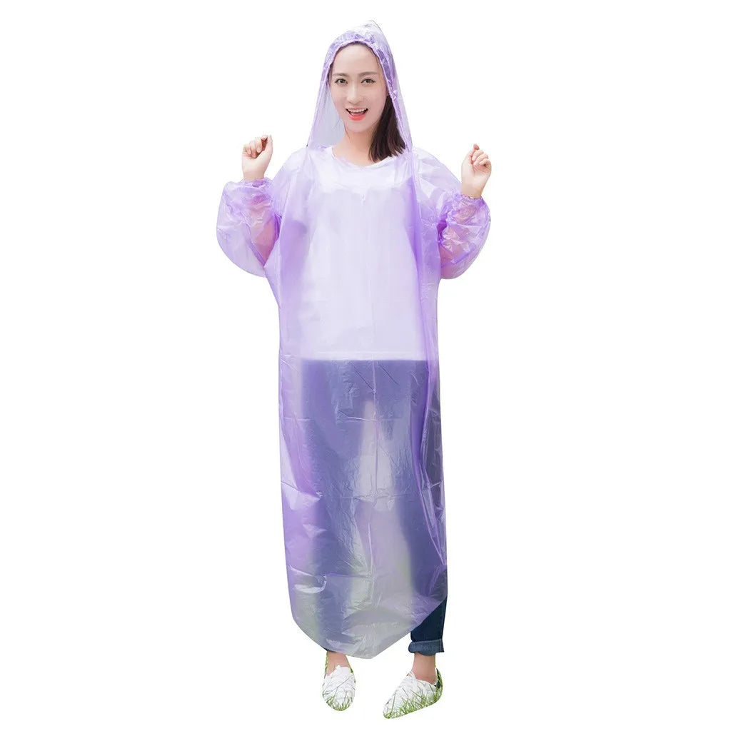 1pc Disposable Rain Ponchos Emergency Raincoat with Hood Clear Raincoat for Men Women Traveling Outdoor Camping Hiking Walking
