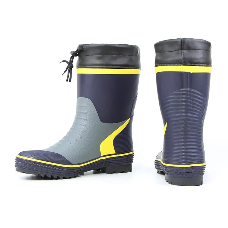 Men's Spring Summer New Mid-High Tube Breathable Rubber Warm Waterproof Faionable Comfortable Anti-Slip Rain Boots