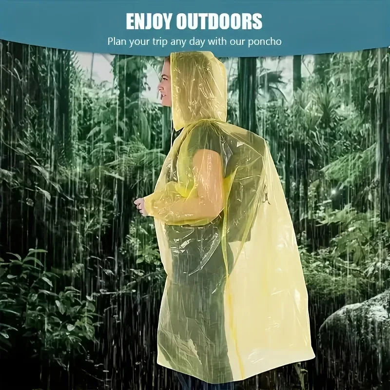 5/10PCS Compact Disposable Rain Poncho Lightweight Emergency Rainwear for Outdoor Camping Hiking Travel Rain Protection Gear