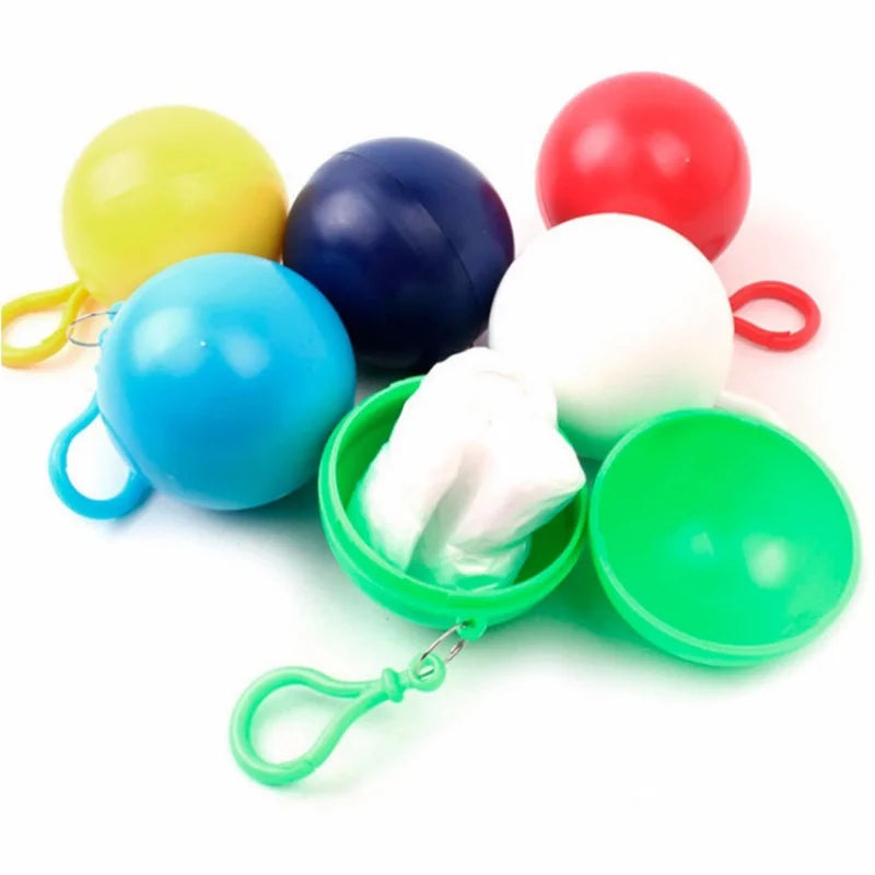 3/5/7pcs portable raincoat balls, disposable thickened raincoats with spherical storage boxes, suitable for hiking and camping,