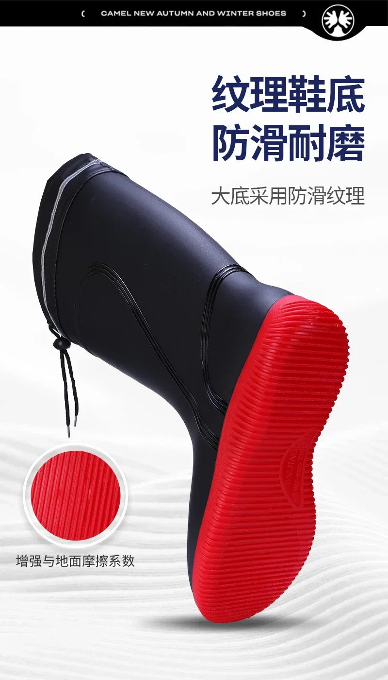 Men's Women's High-End Rain Boots Closed Rainproof and Waterproof Short and Mid.Calf Length Non-Slip Drawstring Rubber Boots