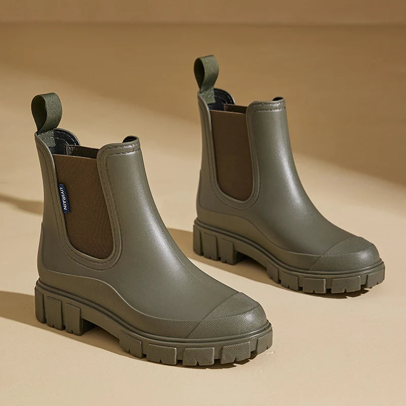 Women's Outdoor Waterproof Short-cylinder Rain Shoes: Stylish Style for Outdoor Wear, Water Shoes, Rain Boots, Galoshes, Waterpr