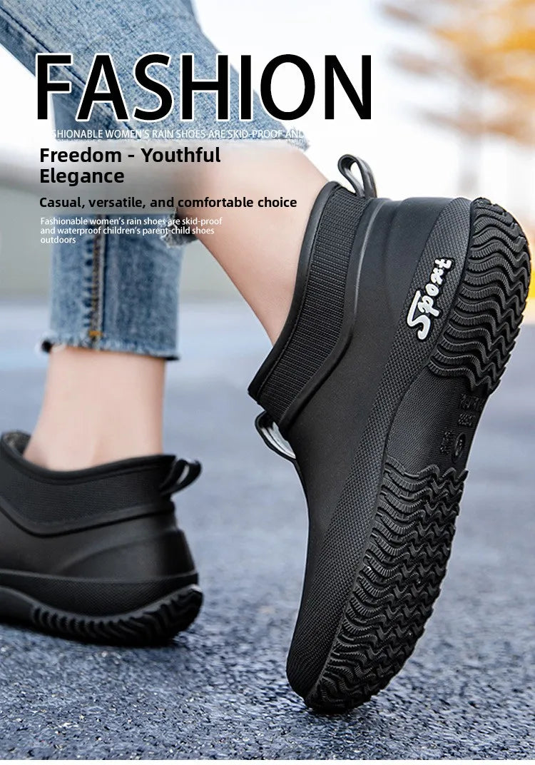 German Sle Women's Rain Boots Anti-Slip Low Cut ort Tube Kitchen Workwear Resistant to Wear Waterproof PVC oes