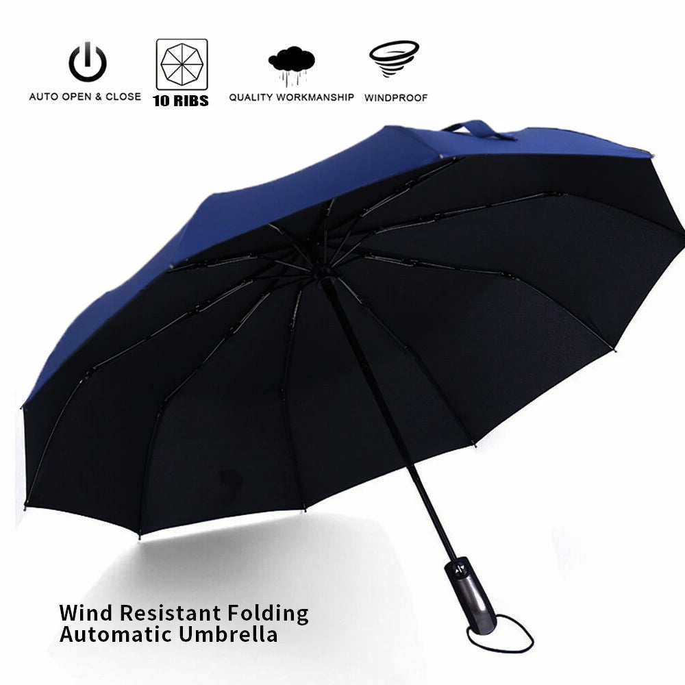 10 Bone Strong Windproof Umbrella Automatic Folding Umbrella Men Women Rainproof Sun Protection Umbrellas
