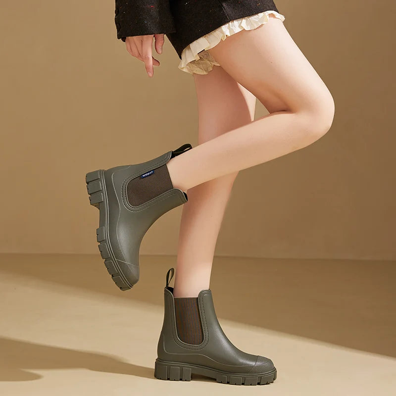 Women's Outdoor Waterproof Short-cylinder Rain Shoes: Stylish Style for Outdoor Wear, Water Shoes, Rain Boots, Galoshes, Waterpr
