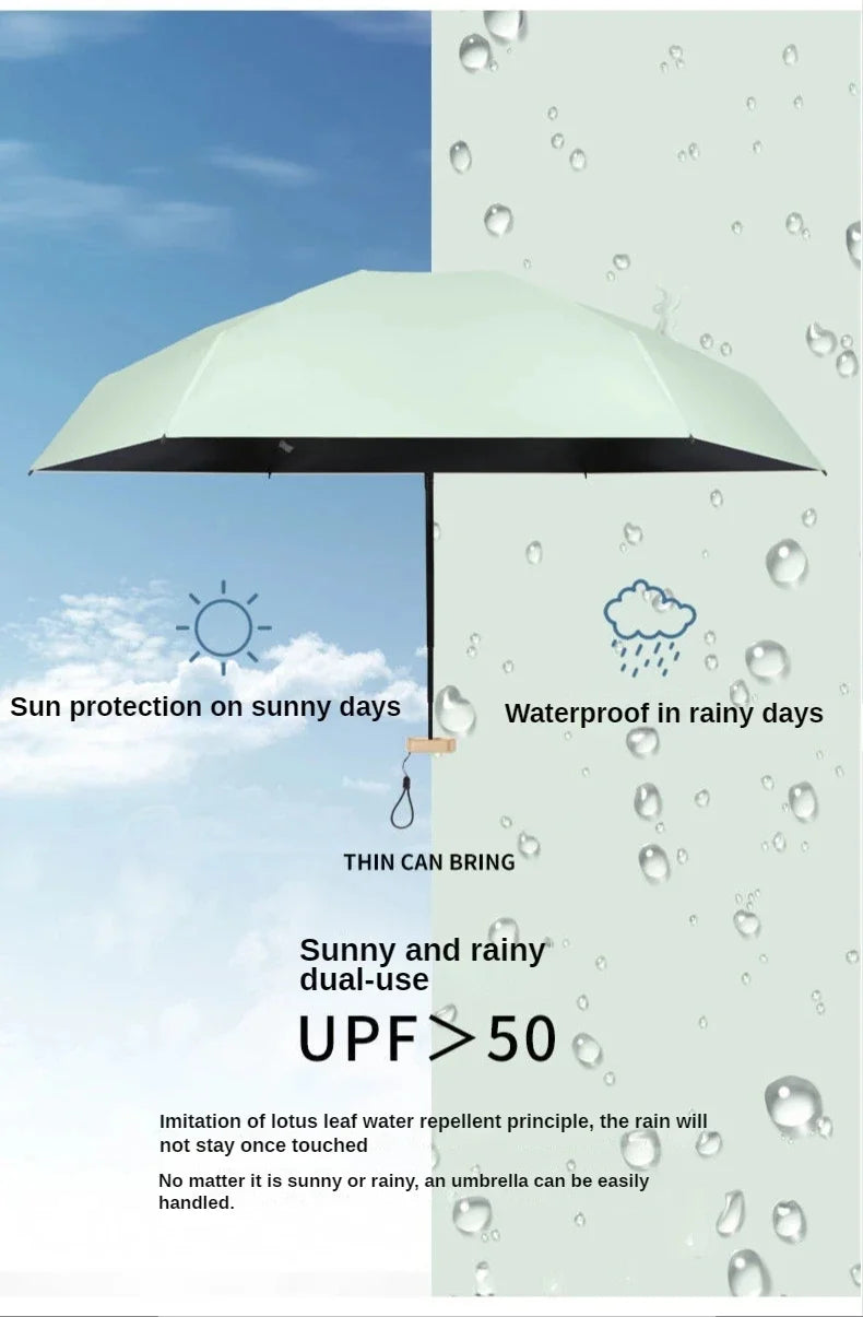 Small Pocket Mini Sun Umbrella Rainproof Travel Umbrella Vinyl Folding Umbrella Anti-UV Sun Shade Pocket Parasol Capsule