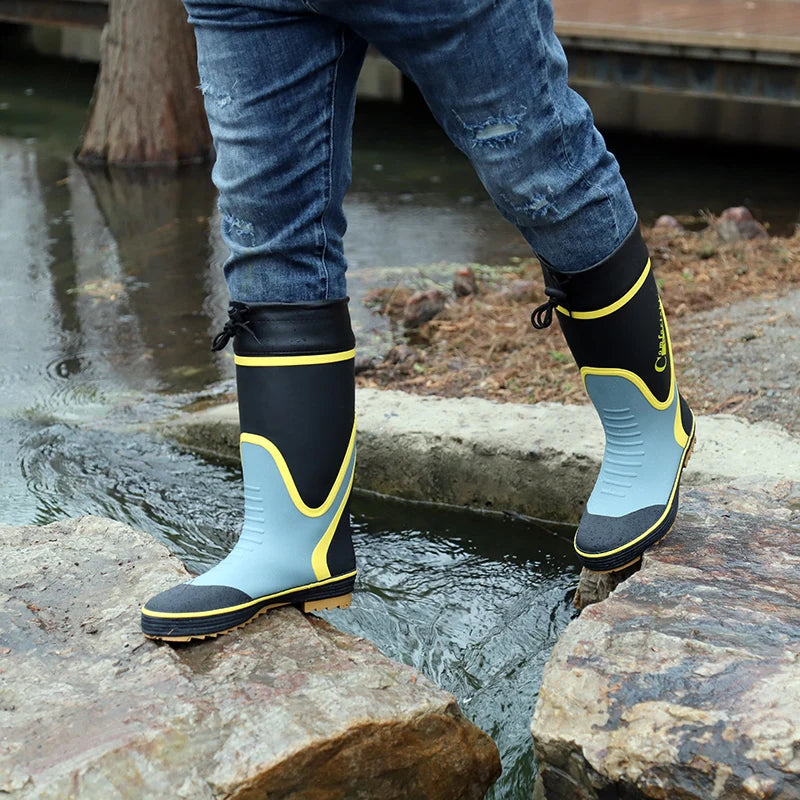 Men's Spring Summer New Mid-High Tube Breathable Rubber Warm Waterproof Faionable Comfortable Anti-Slip Rain Boots