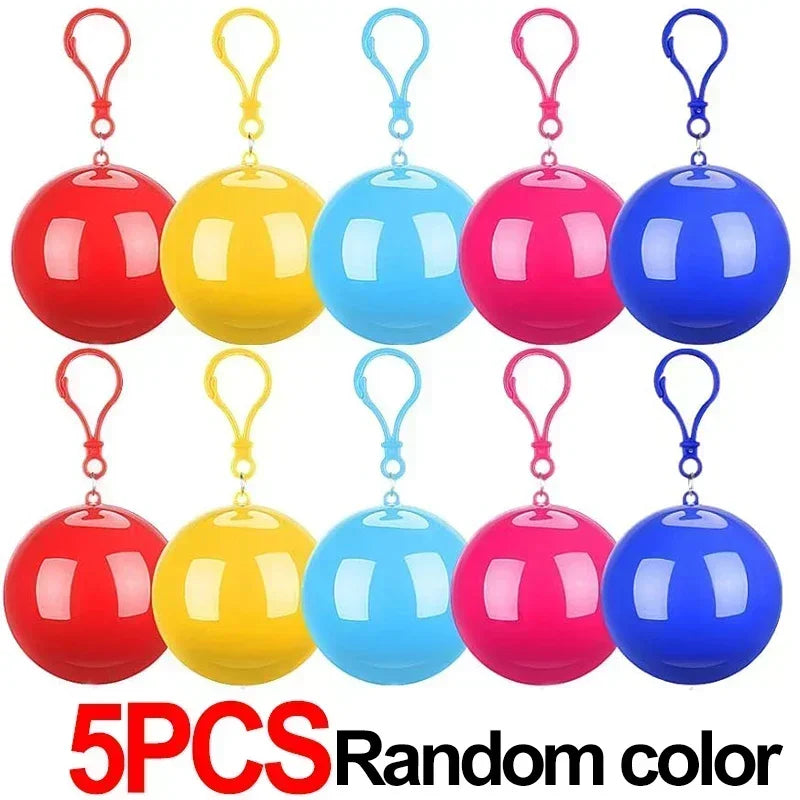 10/1Pcs Mini Portable Raincoats Ball Colorful Disposable Thicken Rain Ponchos Emergency Waterproof Rainwear Cape Keyring Balls