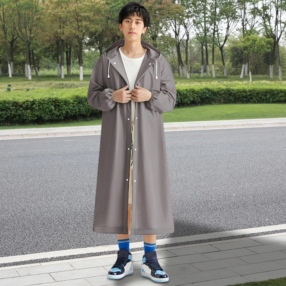 Disposable Adult Long Raincoat Drawstring Hooded Rain Poncho Portable Long Hooded Rain Coats for Outdoor Travel Emergency