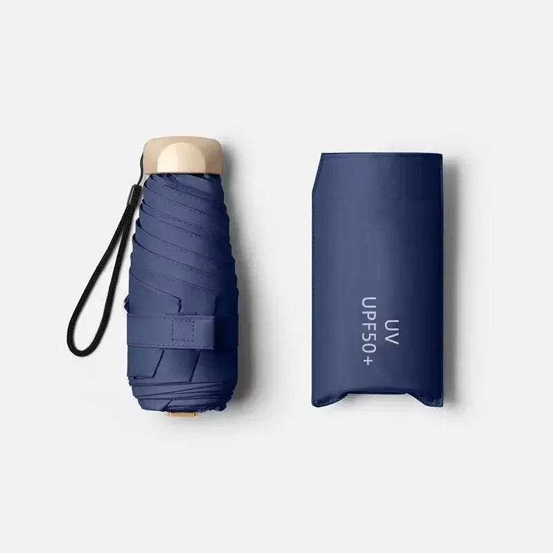 Small Pocket Mini Sun Umbrella Rainproof Travel Umbrella Vinyl Folding Umbrella Anti-UV Sun Shade Pocket Parasol Capsule
