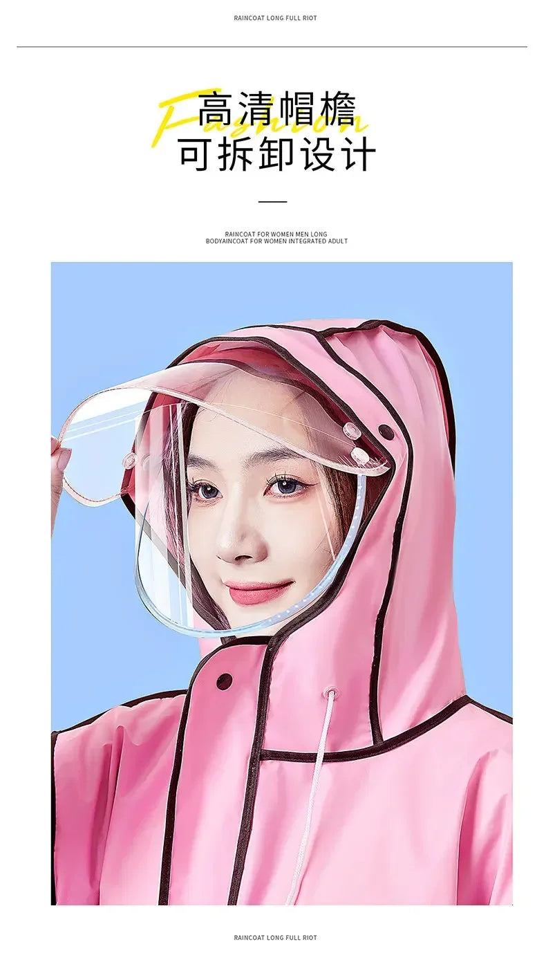 EVA Long Raincoat: Waterproof Zipper Rain Gear for Men & Women. Reusable Poncho with Pants, Portable Outdoor Travel Rain Jacket