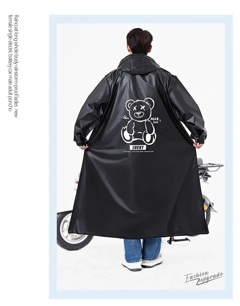 EVA Long Raincoat: Waterproof Zipper Rain Gear for Men & Women. Reusable Poncho with Pants, Portable Outdoor Travel Rain Jacket