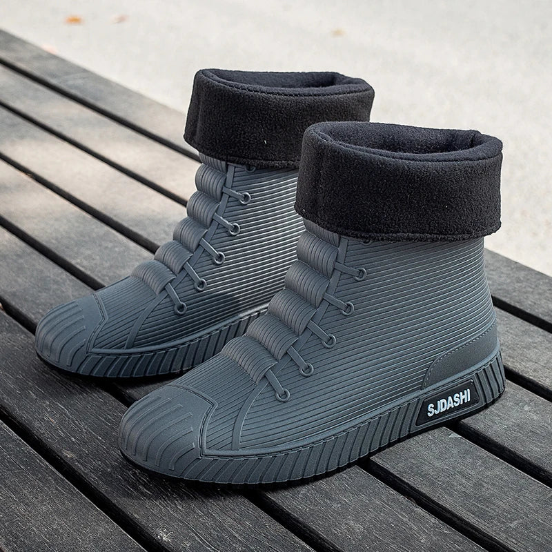 Rain Boots For Men Women Summer Casual Mid-calf Waterproof Shoes Winter Lining With Fleece Warm Anti-slip Wear-resistant Outdoor