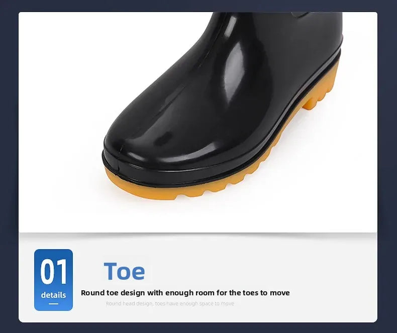 Thickened Cotton Lined Long Tube Winter Rain Boots Men's High Top round Toe Water Shoes Kitchen Shoes with Fleece Men's Rain Sho